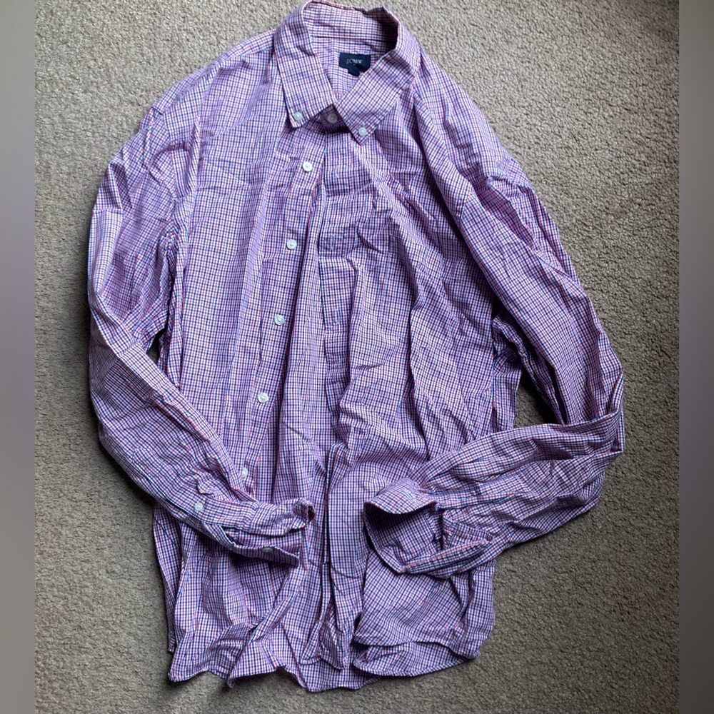 3 J. Crew Men's Pink Checkered Button Down Shirt